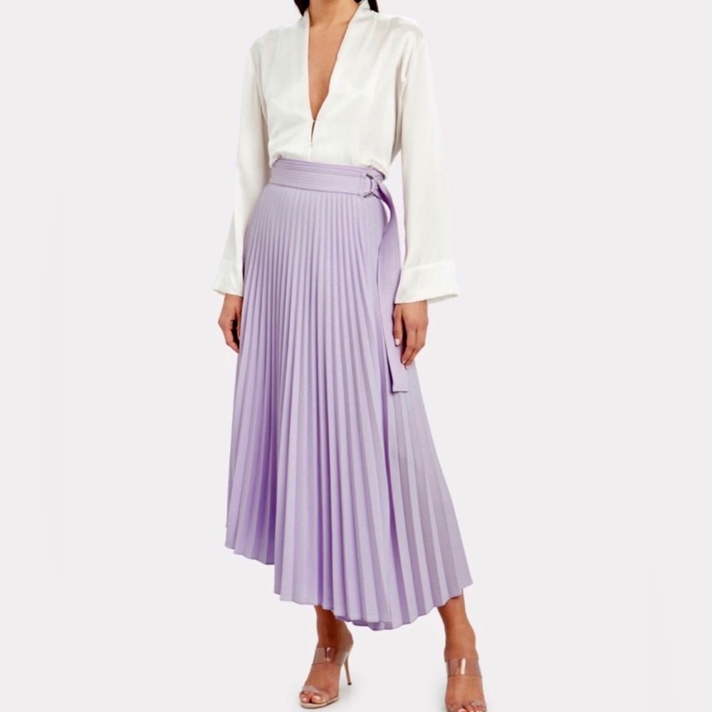 A.L.C. Arielle Pleated Asymmetric Midi Skirt – Purple | Size 0